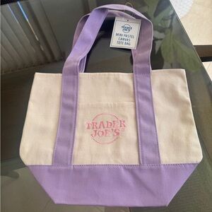 Trader Joe's Pastel Purple Mini Canvas Tote, NWT
